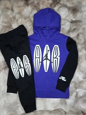 Jordan Purple and Black AIR Hoodie & Joggers Set 12 months